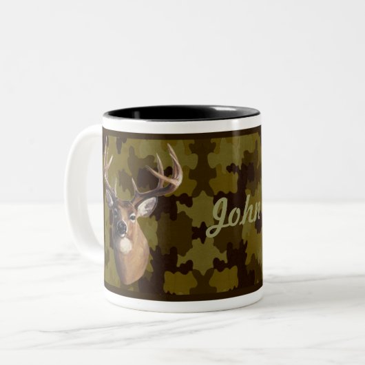 Gepersonaliseerde Dark Camo Deer Mok (Voorkant links)