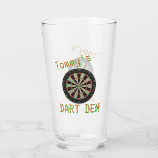 Gepersonaliseerde Dart Den Glass 🎯 Faux Tavern Cl Glas (Achterkant)