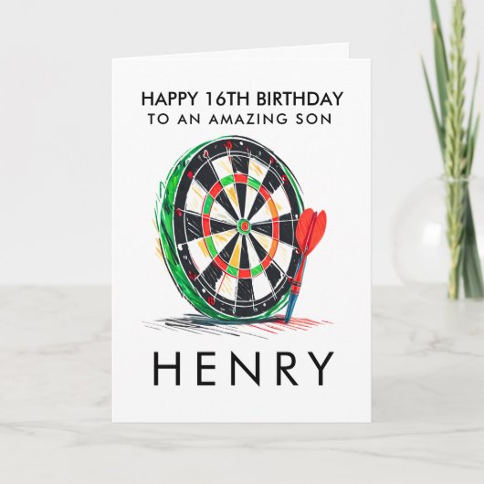 Gepersonaliseerde Dartboard Verjaardag Kaart (Voorkant)
