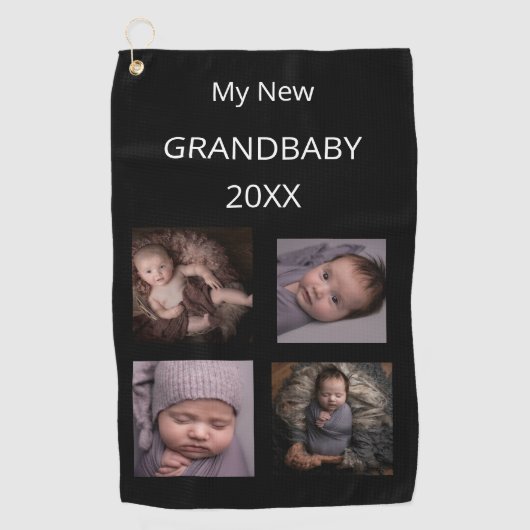 Gepersonaliseerde Dated Mijn Nieuwe KLEINBABY Golfhanddoek (Voorkant)