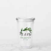 Gepersonaliseerde datum de heer en mevrouw Foliage Acryl Drinkbeker (Voorkant)