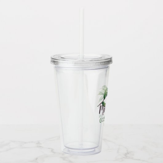 Gepersonaliseerde datum de heer en mevrouw Foliage Acryl Drinkbeker (Rechts)