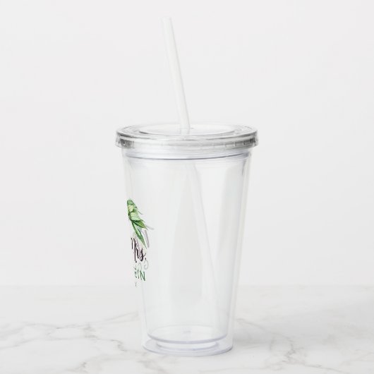 Gepersonaliseerde datum de heer en mevrouw Foliage Acryl Drinkbeker (Links)
