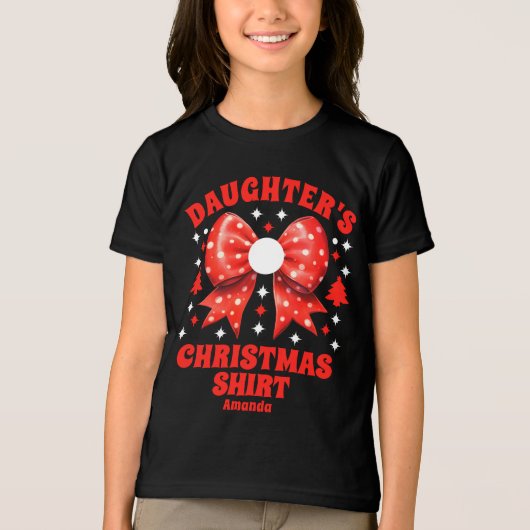 Gepersonaliseerde Daughter's Christmas Red Bow Shi Tri-Blend Shirt (Voorkant)