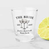 Gepersonaliseerde De Bruid Luxe Bachelorette Trip Shot Glas (Voorkant)