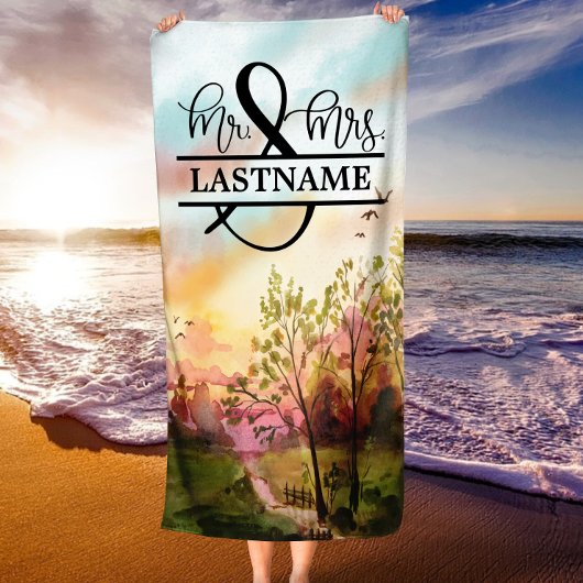 Gepersonaliseerde de heer en mevrouw Beach Towel H Strandlaken