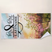 Gepersonaliseerde de heer en mevrouw Beach Towel H Strandlaken (Voorkant)