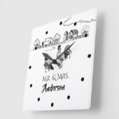 Gepersonaliseerde de heer en mevrouw Chickens Roos Vierkante Klok (Hoek)