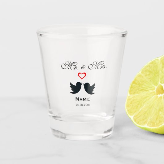 Gepersonaliseerde de heer en mevrouw Shot Glass Shot Glas (Voorkant)