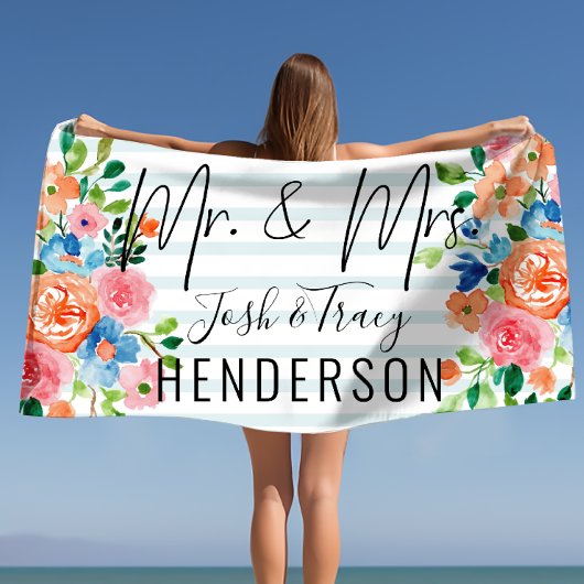 Gepersonaliseerde de heer en mevrouw strandlaken