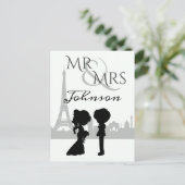 Gepersonaliseerde de heer en mevrouw Wedding Eiffe Briefkaart (Staand voorkant)