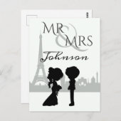 Gepersonaliseerde de heer en mevrouw Wedding Eiffe Briefkaart (Voorkant / Achterkant)