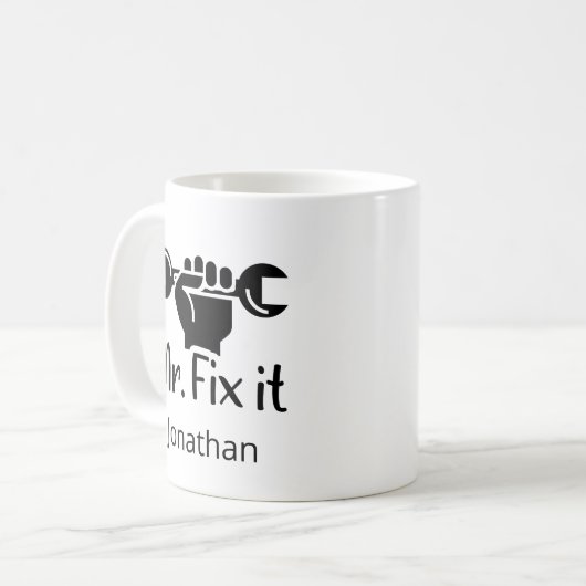 Gepersonaliseerde de heer Fix It WFrench Hand Koffiemok (Voorkant links)