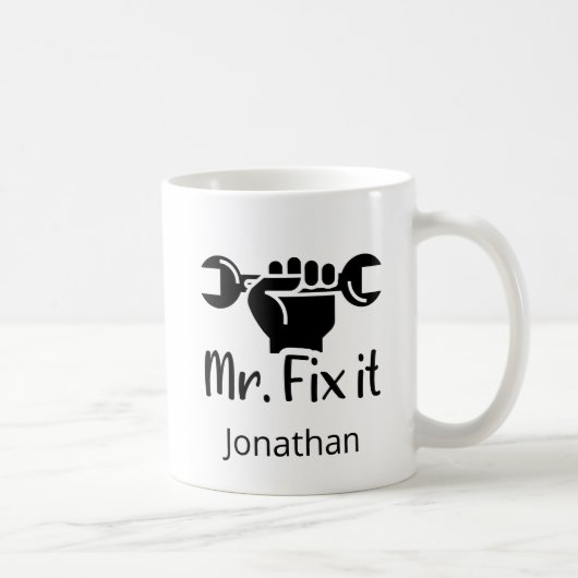 Gepersonaliseerde de heer Fix It WFrench Hand Koffiemok (Rechts)