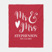 Gepersonaliseerde de heer Mrs Couples Wedding Fleece Deken (Voorkant)