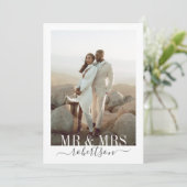 Gepersonaliseerde de heer Mrs. Married Name Weddin Bedankkaart (Staand voorkant)