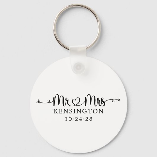 Gepersonaliseerde de heer Mrs. Script Typography W Sleutelhanger (Voorkant)
