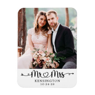 Gepersonaliseerde de heer Mrs Typography Wedding P Magneet