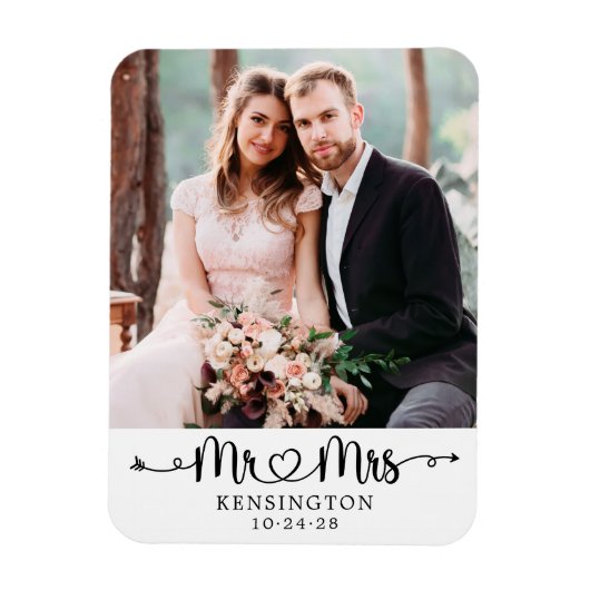 Gepersonaliseerde de heer Mrs Typography Wedding P Magneet (Verticaal)