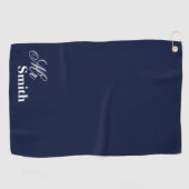 Gepersonaliseerde de heer Navy White Smith Golfhanddoek (Horizontaal)