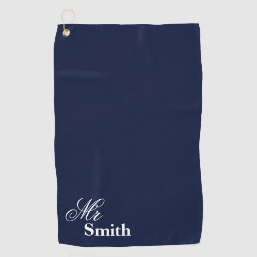 Gepersonaliseerde de heer Navy White Smith Golfhanddoek (Voorkant)