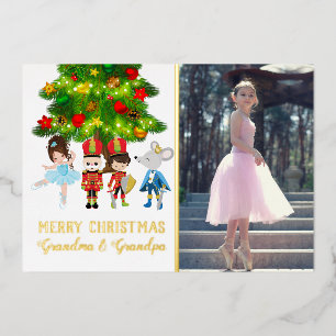 Gepersonaliseerde de Nutcracker Ballet Kerstmis Folie Feestdagenkaart