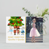 Gepersonaliseerde de Nutcracker Ballet Kerstmis Folie Feestdagenkaart (Staand Voorkant)