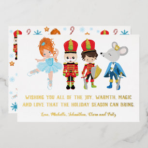 Gepersonaliseerde de Nutcracker Ballet Kerstmis Folie Feestdagenkaart