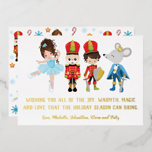 Gepersonaliseerde de Nutcracker Ballet Kerstmis Folie Feestdagenkaart