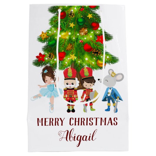 Gepersonaliseerde de Nutcracker Ballet Kerstmis Medium Cadeauzakje (Achterkant)