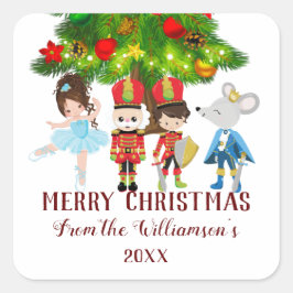 Gepersonaliseerde de Nutcracker Ballet Kerstmis Vierkante Sticker