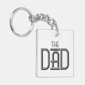 Gepersonaliseerde DE Papa Eenvoudige Zwarte Witte  Sleutelhanger (Voorkant Links)