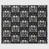 Gepersonaliseerde Death Lovers Gothic Skeleton Wed Cadeaupapier (Vlak)