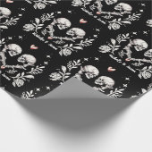 Gepersonaliseerde Death Lovers Gothic Skeleton Wed Cadeaupapier (Hoek)
