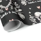 Gepersonaliseerde Death Lovers Gothic Skeleton Wed Cadeaupapier (Rol Hoek)