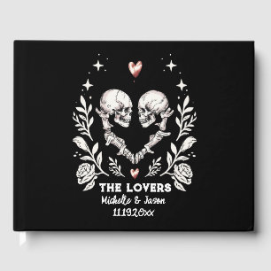 Gepersonaliseerde Death Lovers Gothic Skeleton Wed Gastenboek