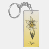 Gepersonaliseerde December Geboorte Bloem Narcissu Sleutelhanger (Voorkant Links)