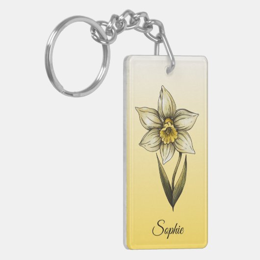 Gepersonaliseerde December Geboorte Bloem Narcissu Sleutelhanger (Voorkant Links)