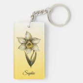 Gepersonaliseerde December Geboorte Bloem Narcissu Sleutelhanger (achterkant)