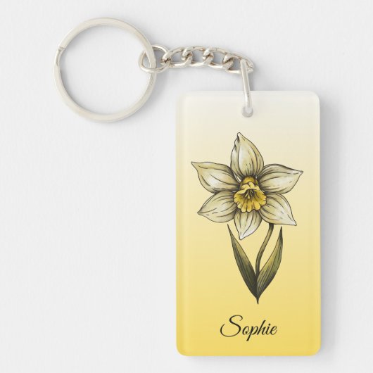 Gepersonaliseerde December Geboorte Bloem Narcissu Sleutelhanger (Voorkant)