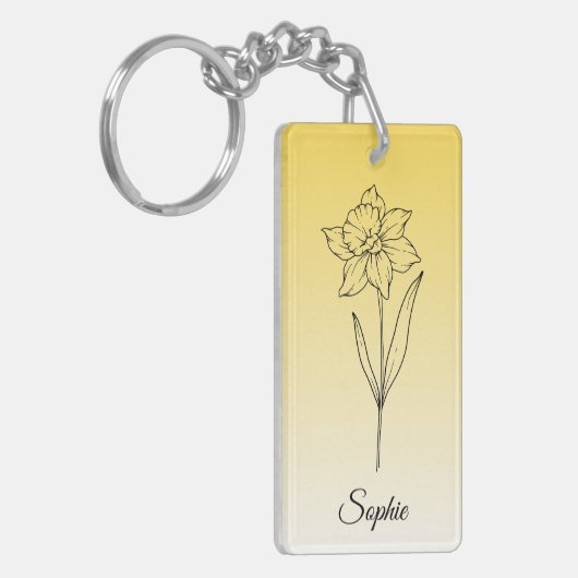 Gepersonaliseerde December Geboorte Bloem Narcissu Sleutelhanger (Voorkant Links)