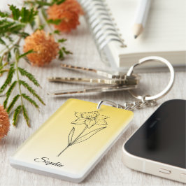 Gepersonaliseerde December Geboorte Bloem Narcissu Sleutelhanger