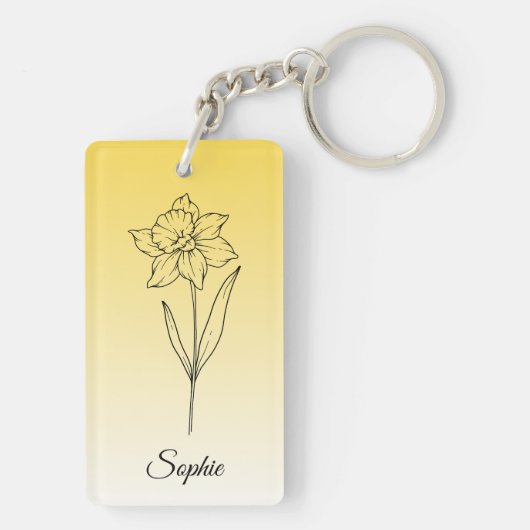 Gepersonaliseerde December Geboorte Bloem Narcissu Sleutelhanger (achterkant)