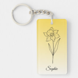 Gepersonaliseerde December Geboorte Bloem Narcissu Sleutelhanger
