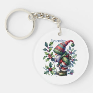 Gepersonaliseerde December Geboortemaand Tuin Gnoo Sleutelhanger