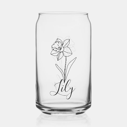 Gepersonaliseerde december Narcissus Geboortebloem Blikvorm Glas (Voorkant)