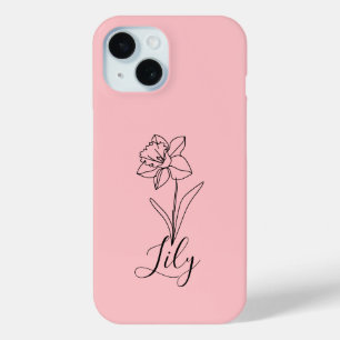 Gepersonaliseerde december Narcissus Geboortebloem iPhone 15 Case