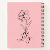 Gepersonaliseerde december Narcissus Geboortebloem Notitieboek (Achterkant)
