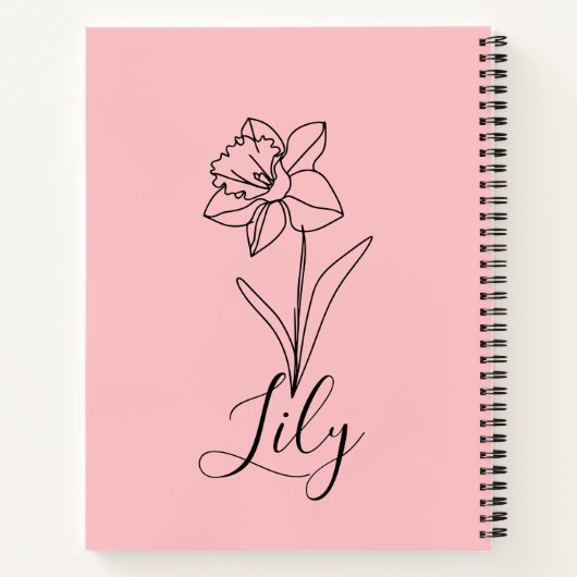 Gepersonaliseerde december Narcissus Geboortebloem Notitieboek (Achterkant)
