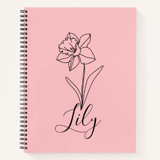 Gepersonaliseerde december Narcissus Geboortebloem Notitieboek (Voorkant)